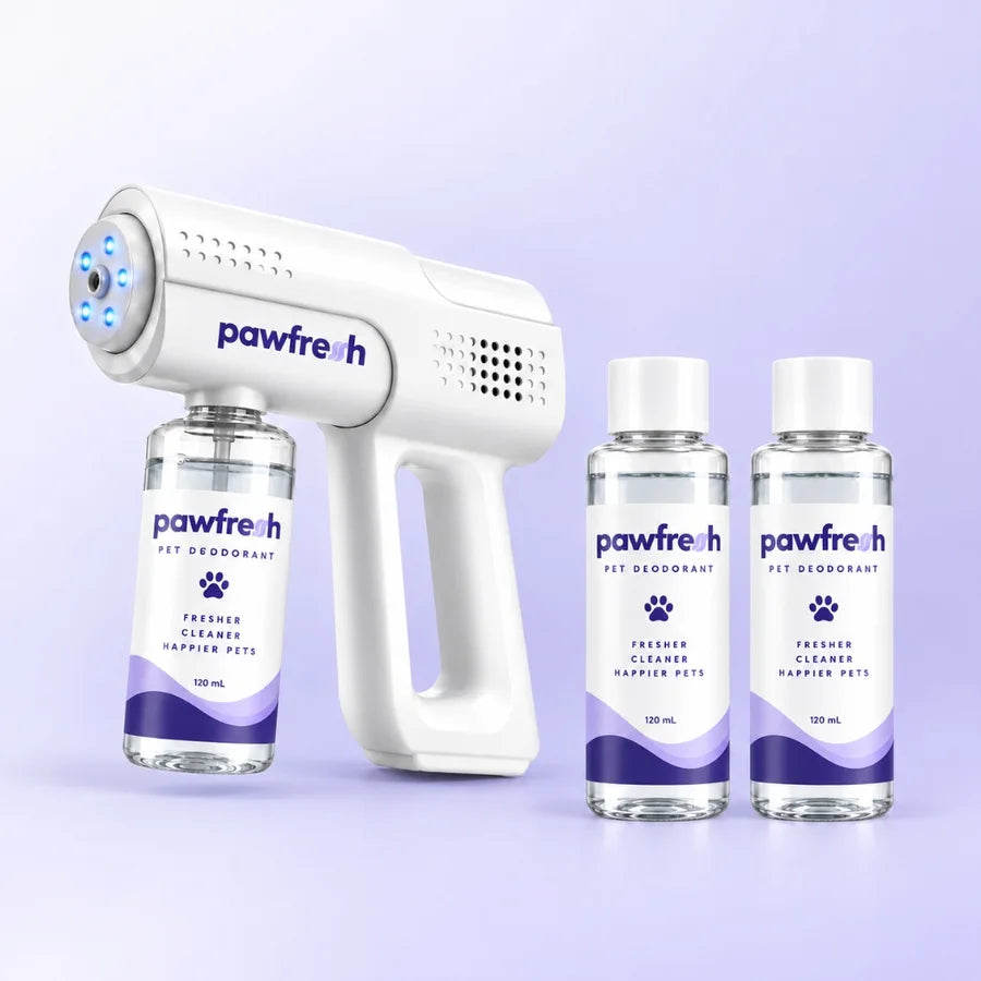 PawFresh mist device with two enzyme refill bottles